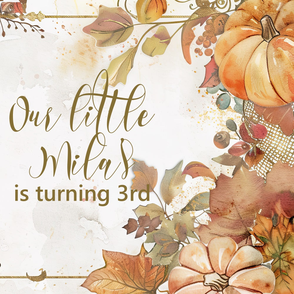 Customized Birthday Backdrop Autumn Harvest Rustic 3rd Backdrop BRP5-145