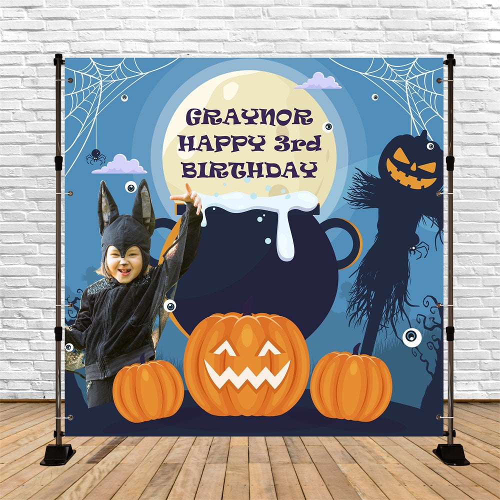 Custom Birthday Backdrop Spooky Moonlit 3rd Halloween Backdrop BRP5-149