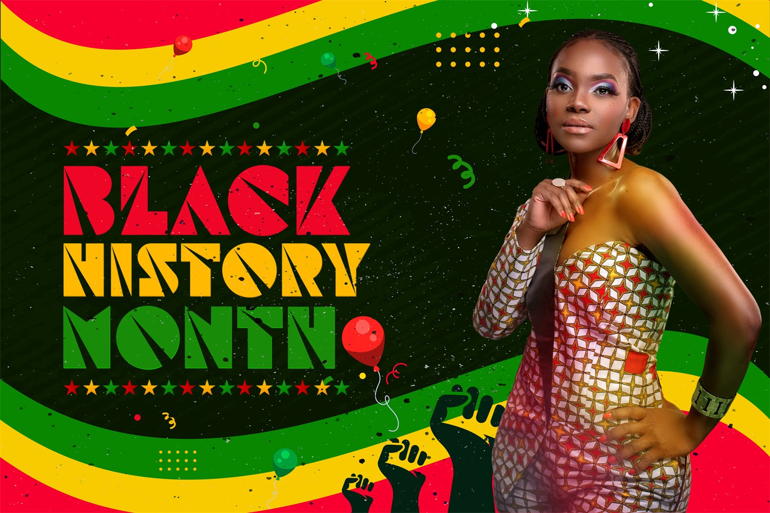Juneteenth Backdrop Ideas Young Power Bold Colors Custom Backdrop BRP5-15