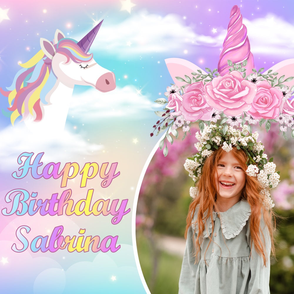 Customized Backdrop For Birthday Dreamy Unicorn Flower Backdrop BRP5-150