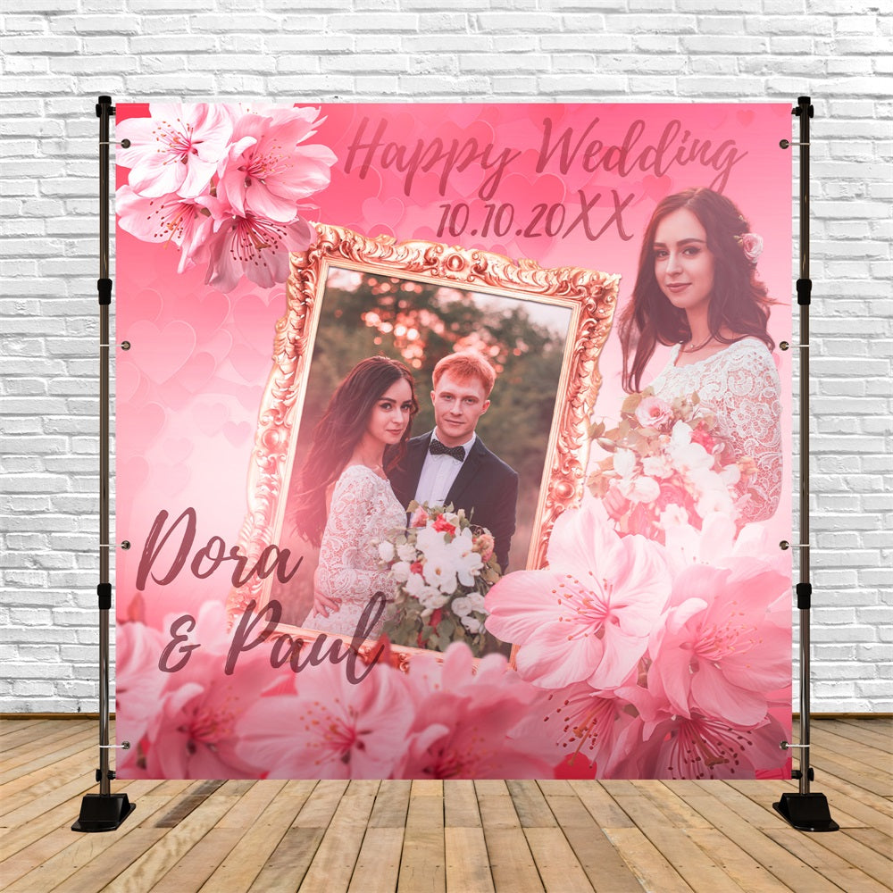 Backrop Custom Backdrops For Weddings Pink Sakura Frame Custom Backdrop BRP5-167