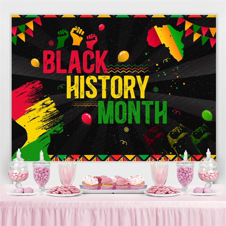 Juneteenth Backdrops Vibrant Colors Fist Theme Backdrop BRP5-17