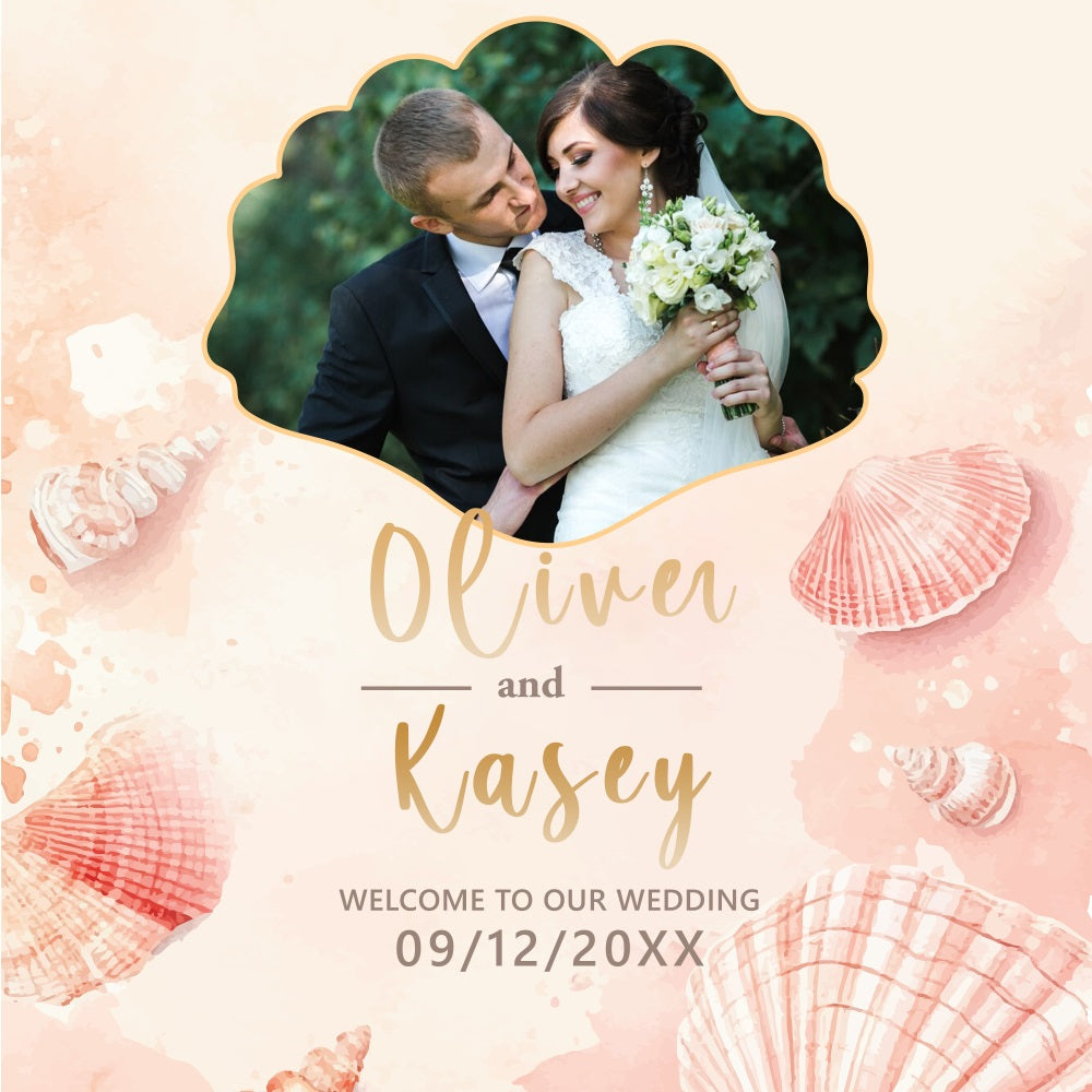 Backdrop For Wedding Beachside Romance Shell Custom Backdrop BRP5-171