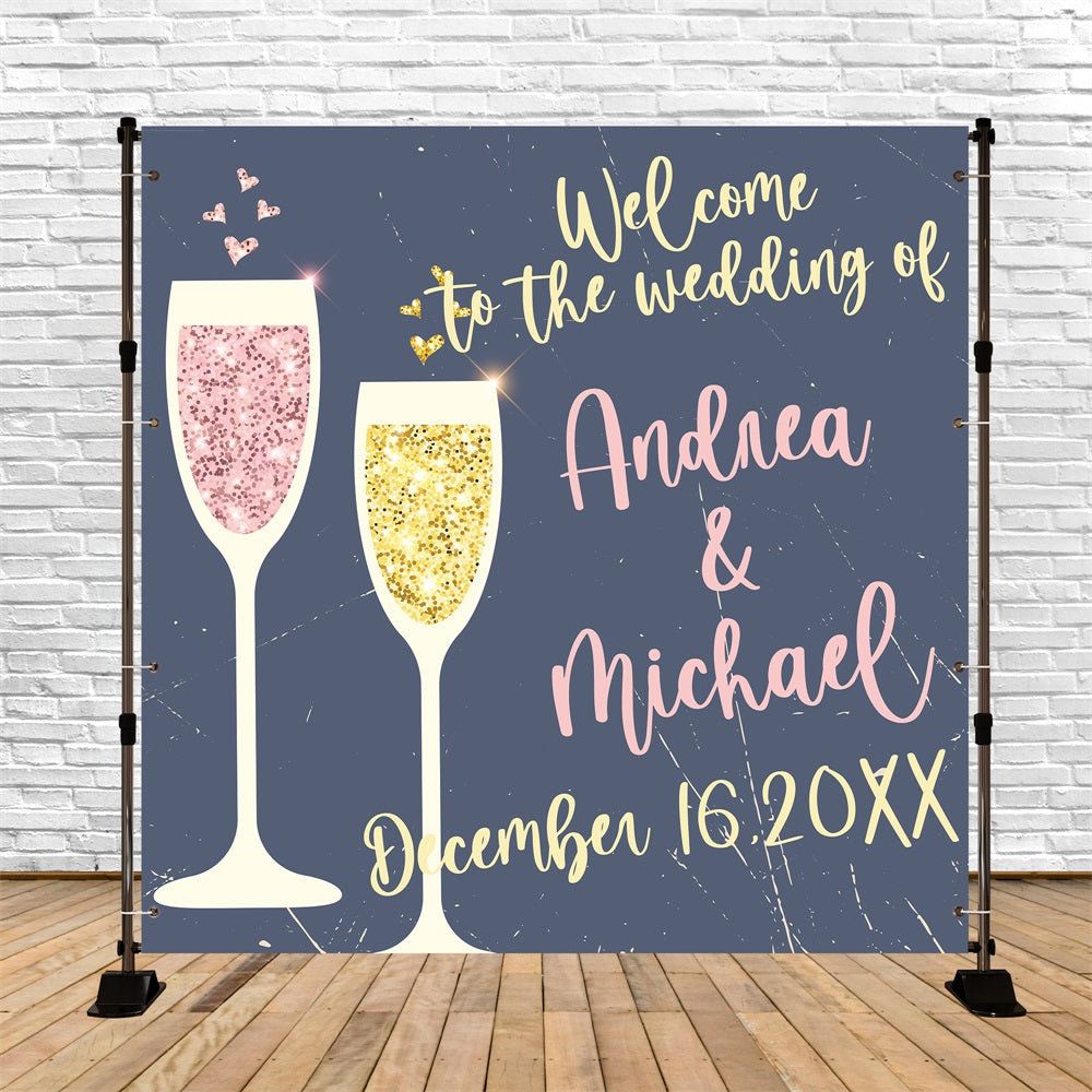 Wedding Ceremony Backdrop Glitter Champagne Love Personalized Backdrop BRP5-172