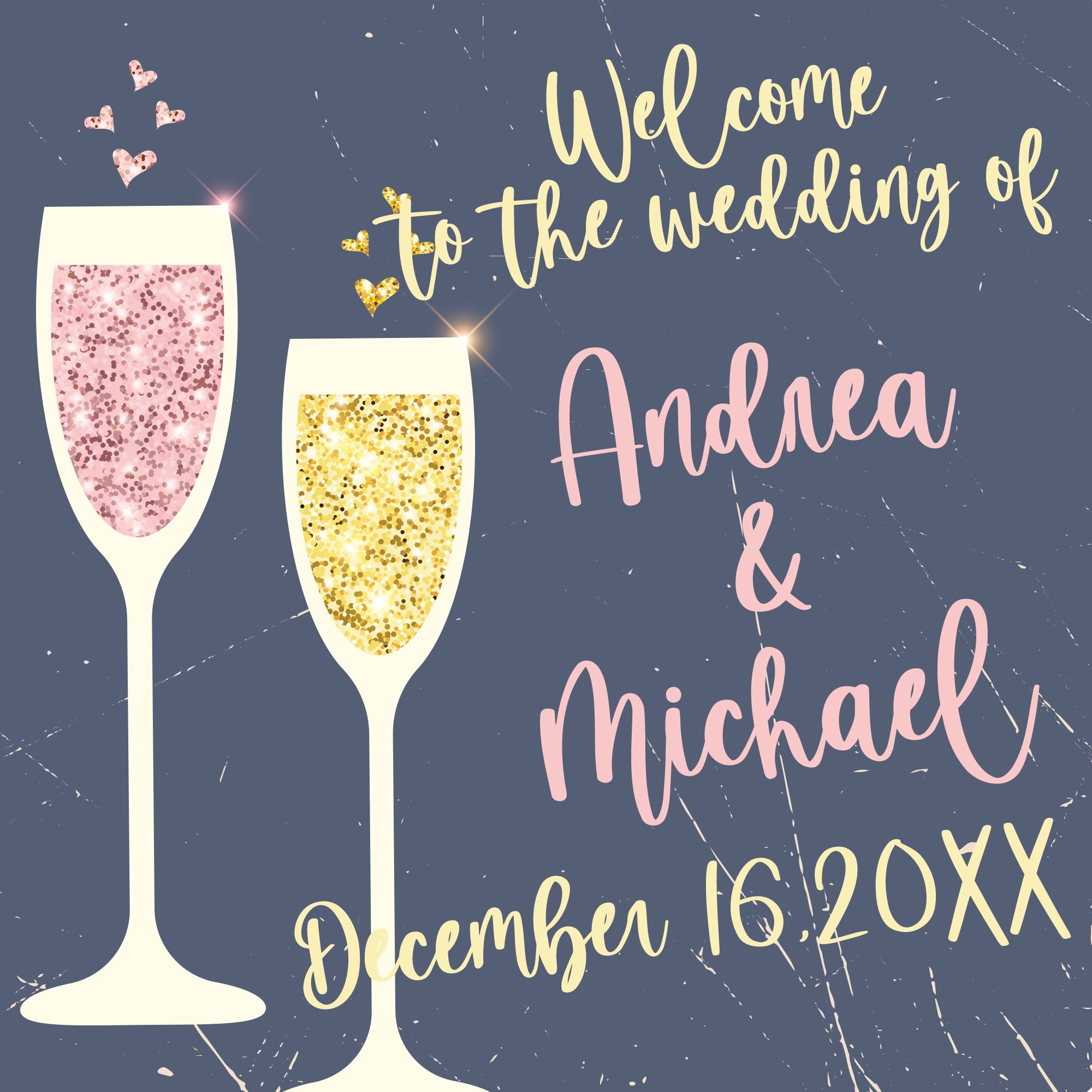 Wedding Ceremony Backdrop Glitter Champagne Love Personalized Backdrop BRP5-172