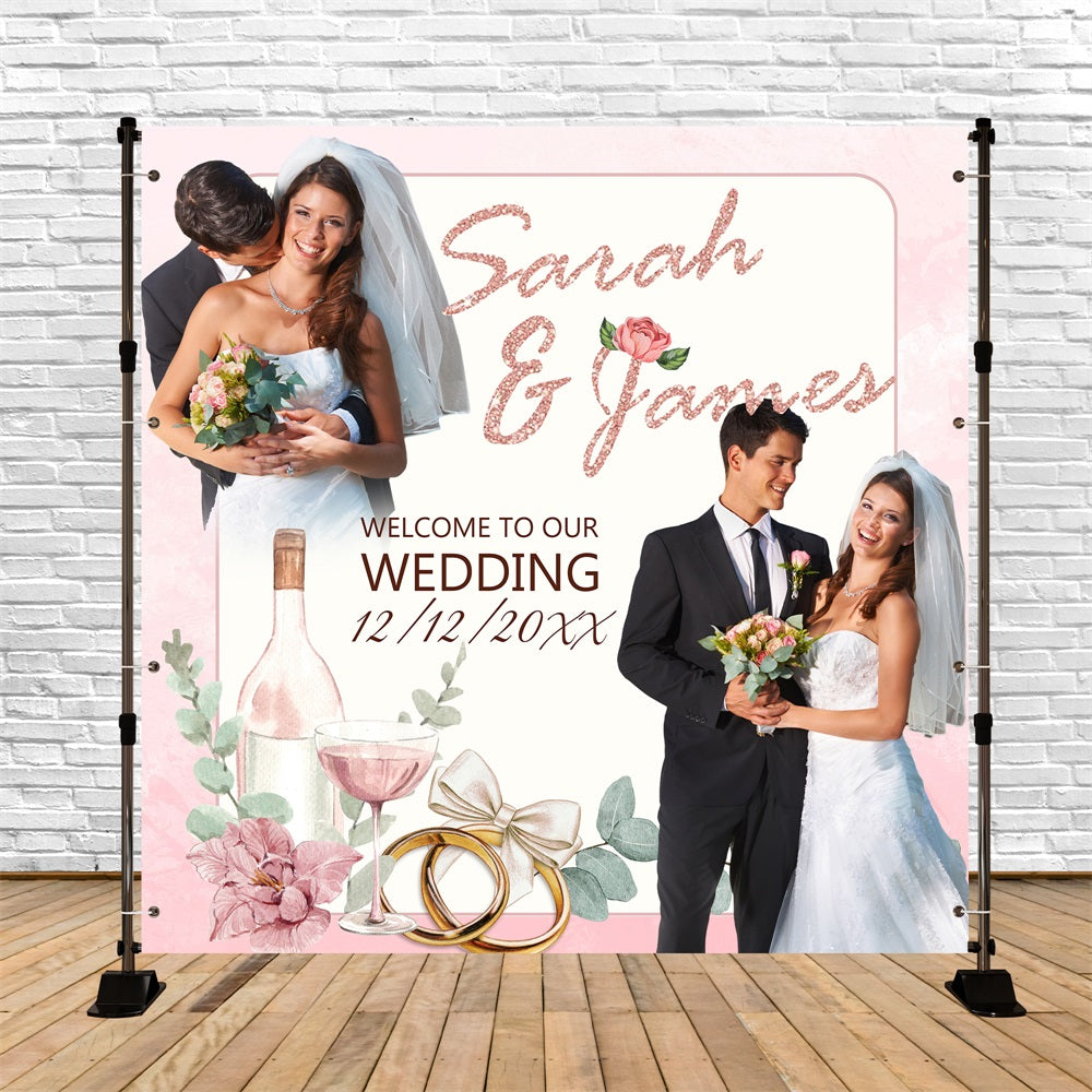 Backdrop Wedding Bliss Wine Roses Customized Backdrop BRP5-173