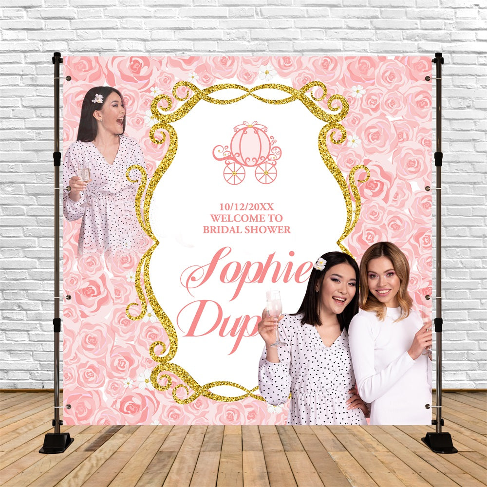 Bridal Shower Photo Backdrop Pink Floral Fantasy Custom Backdrop BRP5-175