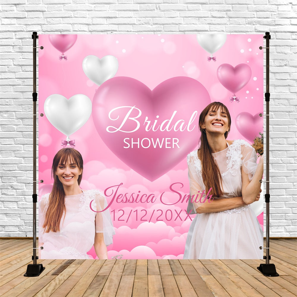 Bridal Shower Backdrop Pink Clouds Love Balloons Customized Backdrop BRP5-178