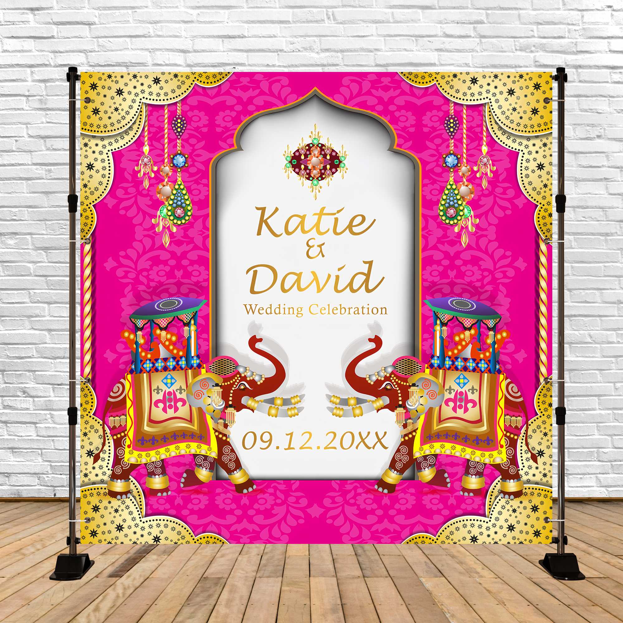 Indian Wedding Backdrop Royal Elephant Personalized Backdrop BRP5-181