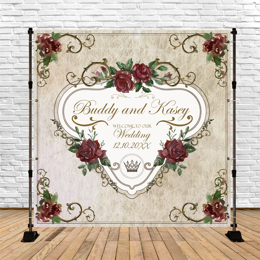 Wedding Photo Backdrop Ideas Vintage Rose Garden Personalised Backdrop BRP5-192
