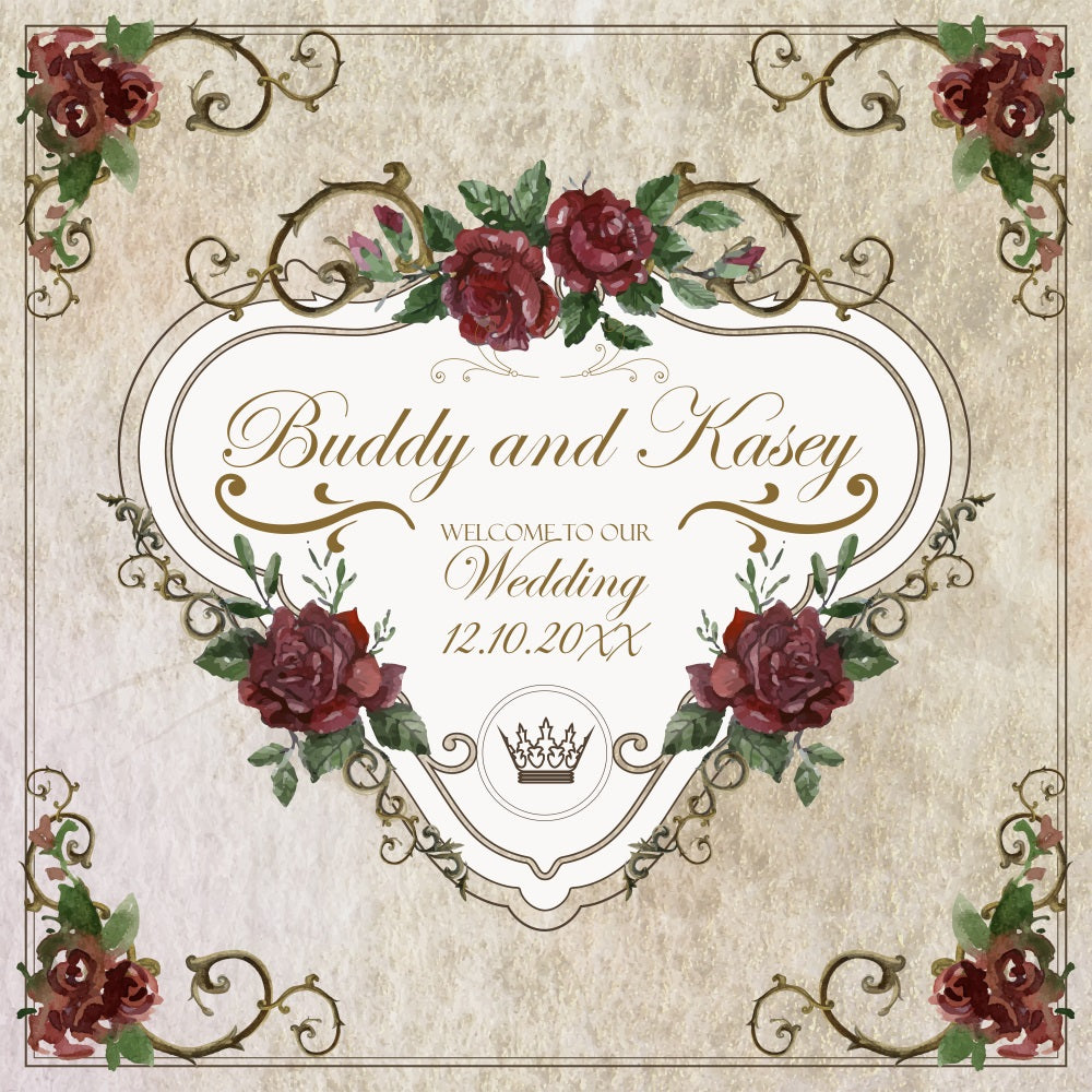 Wedding Photo Backdrop Ideas Vintage Rose Garden Personalised Backdrop BRP5-192