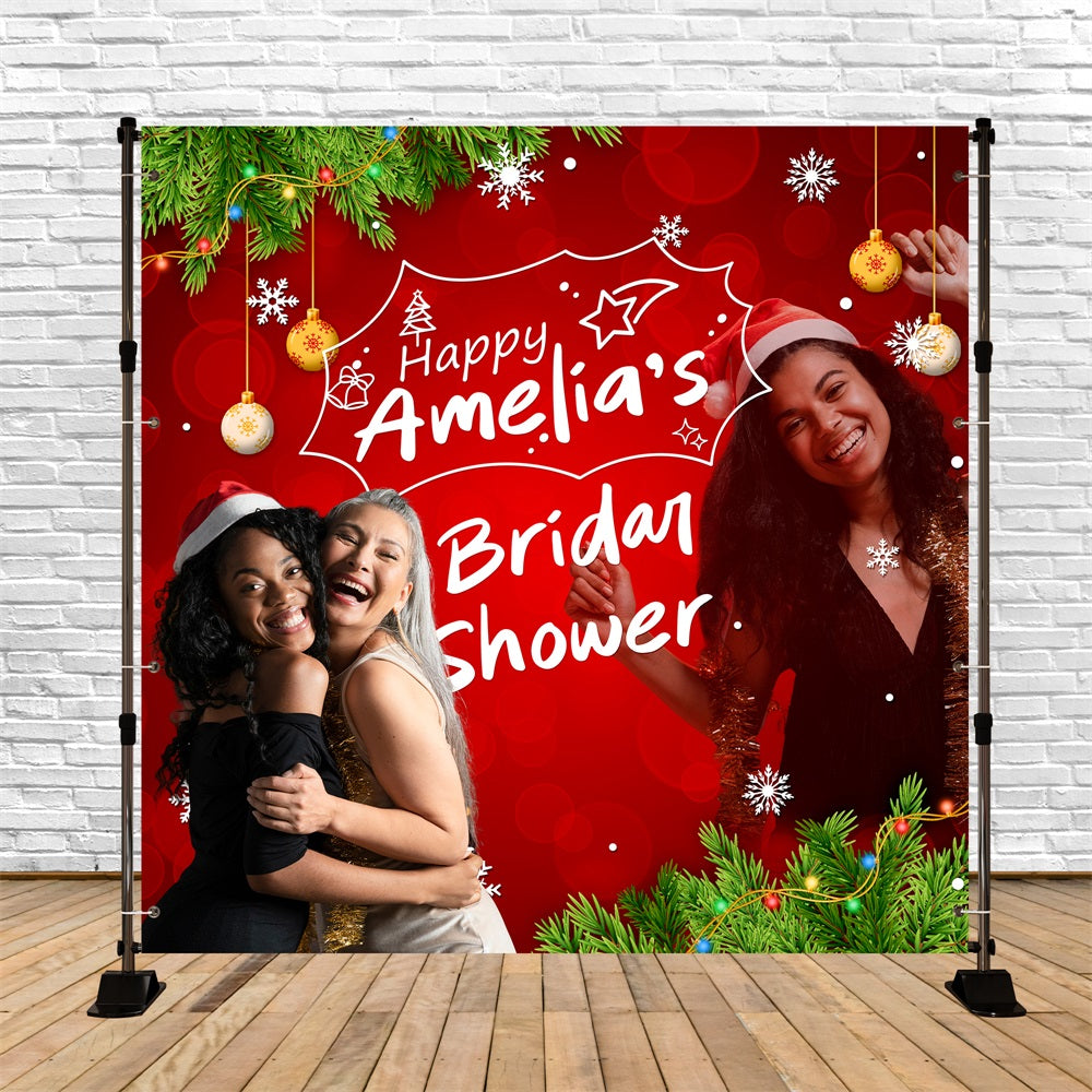 Bridal Shower Photo Backdrop Christmas Cheer Personalized Backdrop BRP5-194