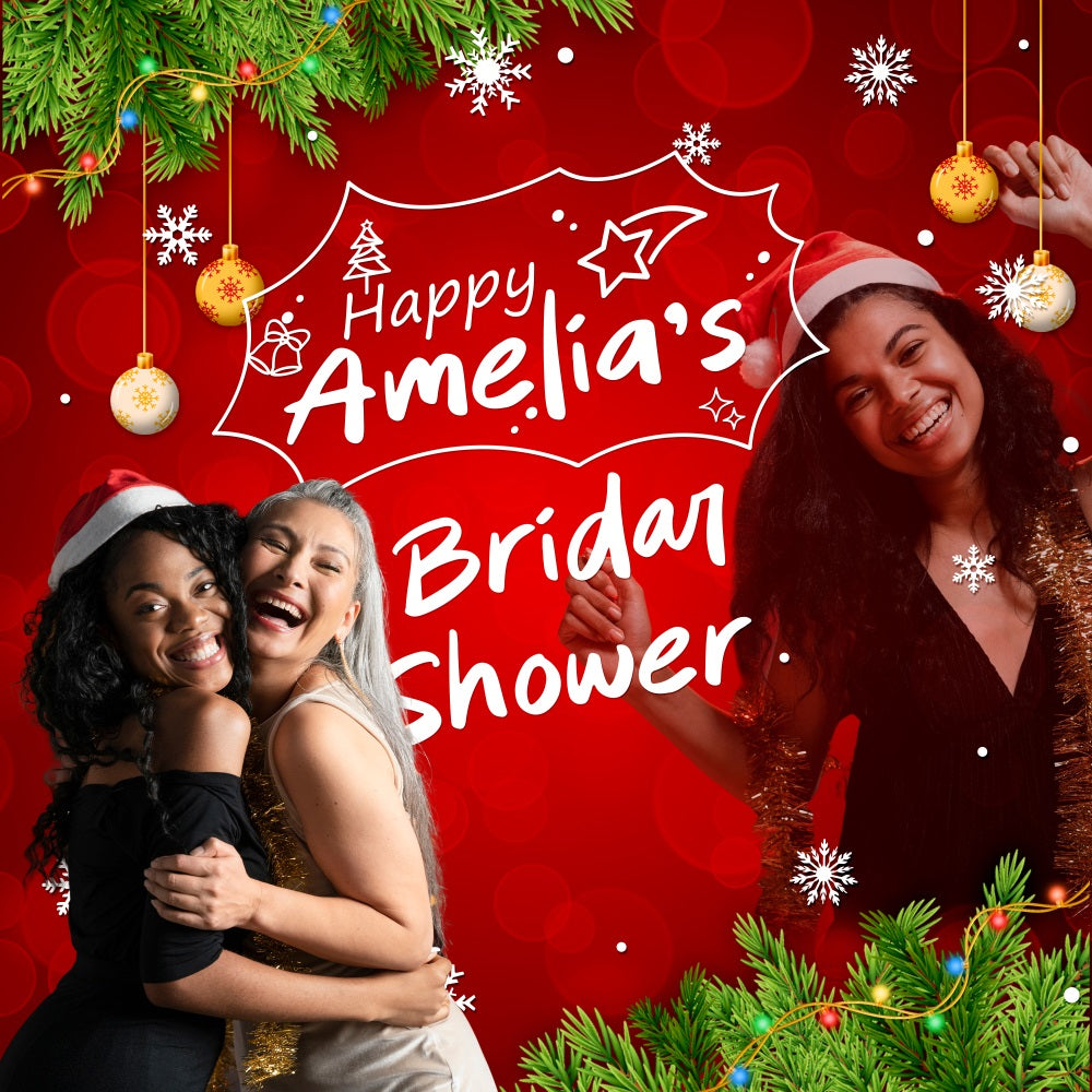 Bridal Shower Photo Backdrop Christmas Cheer Personalized Backdrop BRP5-194