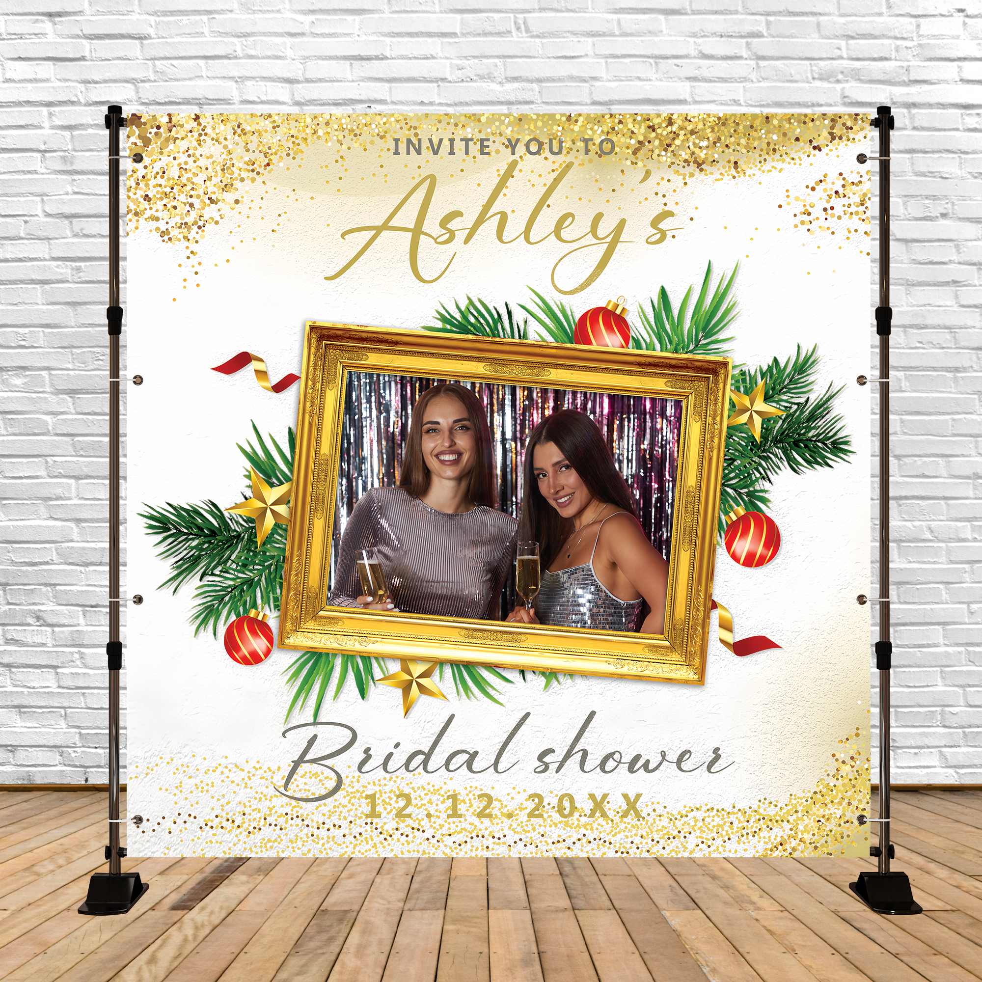 Bridal Shower Backdrop Sparkling Christmas Custom Backdrop BRP5-197