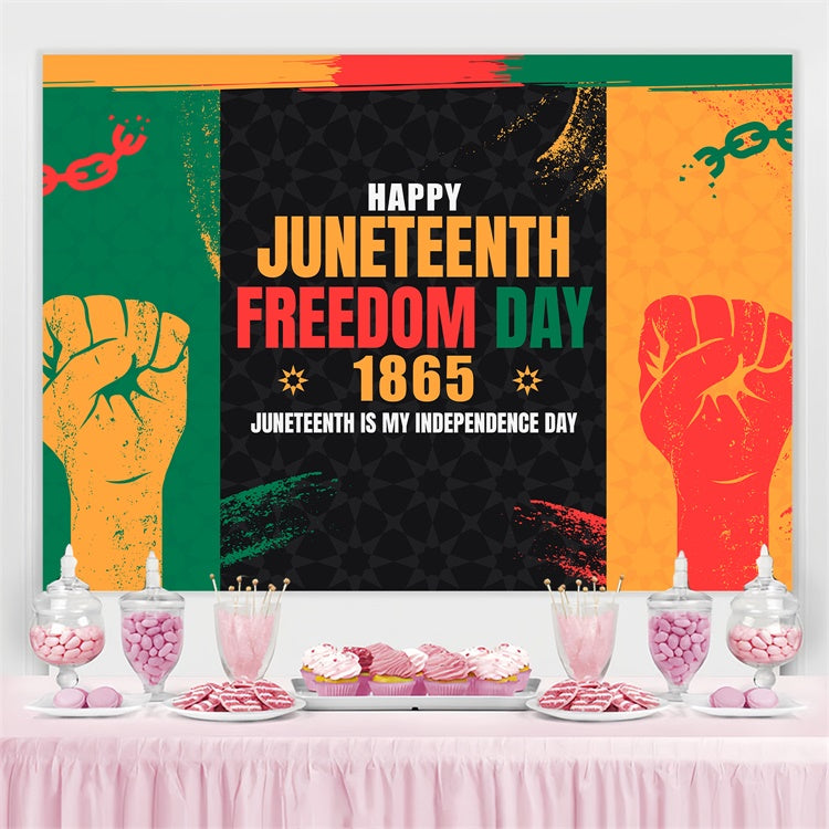 Juneteenth Backdrop Raised Fists Celebration Freedom Backdrop BRP5-2