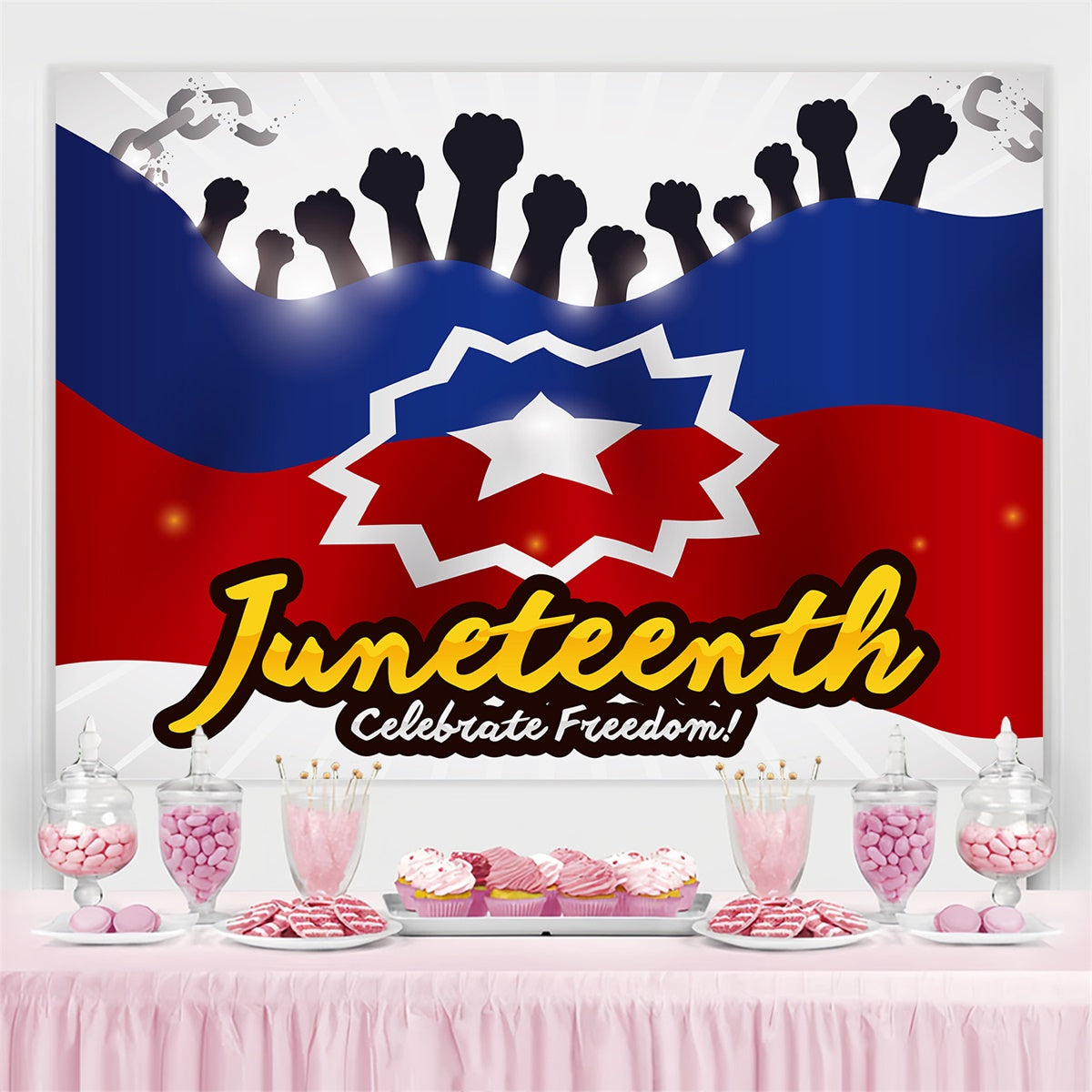 Juneteenth Backdrops Celebrate Freedom Power Fist Backdrop BRP5-20