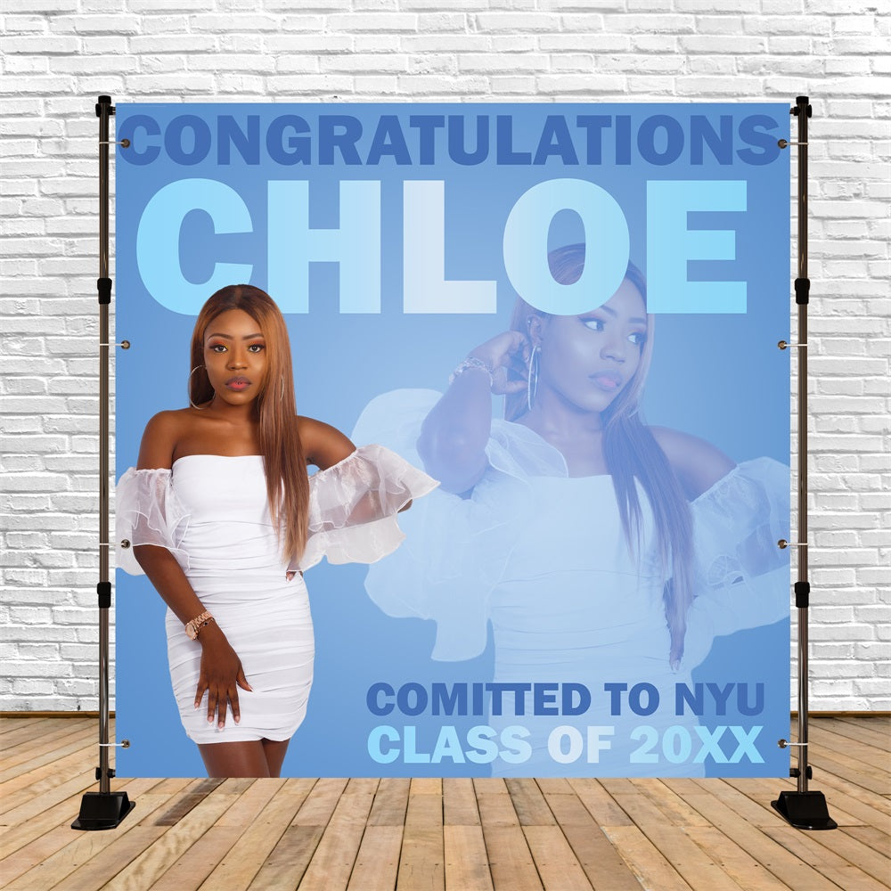 Graduation Portrait Backdrop Soft Blue Portrait Customized Party Graduation Backdrop BRP5-205