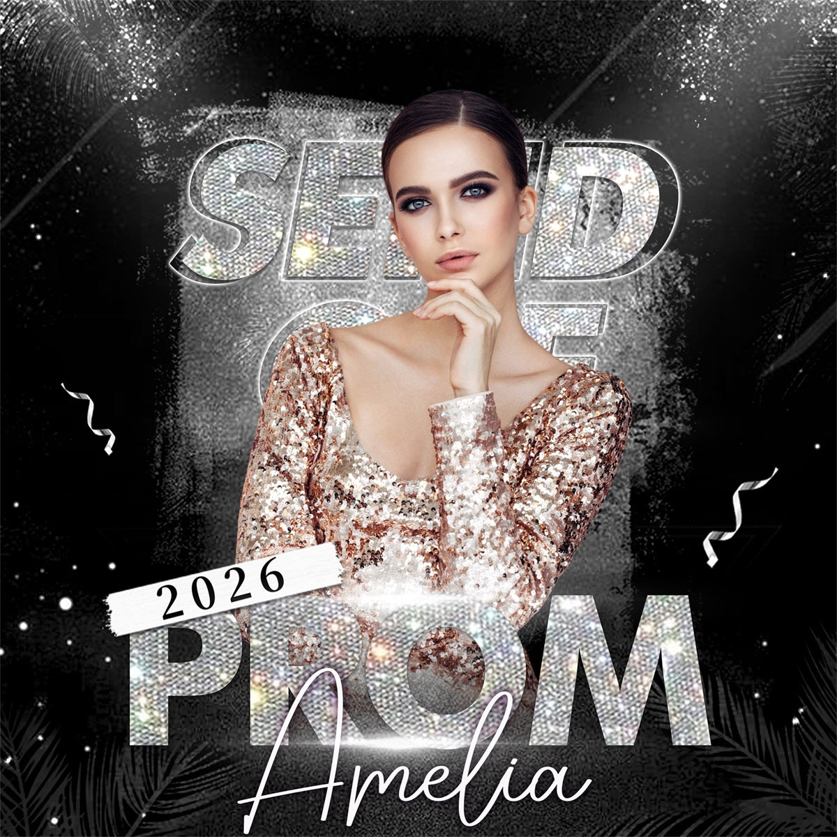 Prom Backdrop Sparkle Queen Farewell Personalized Party Graduation Backdrop BRP5-208