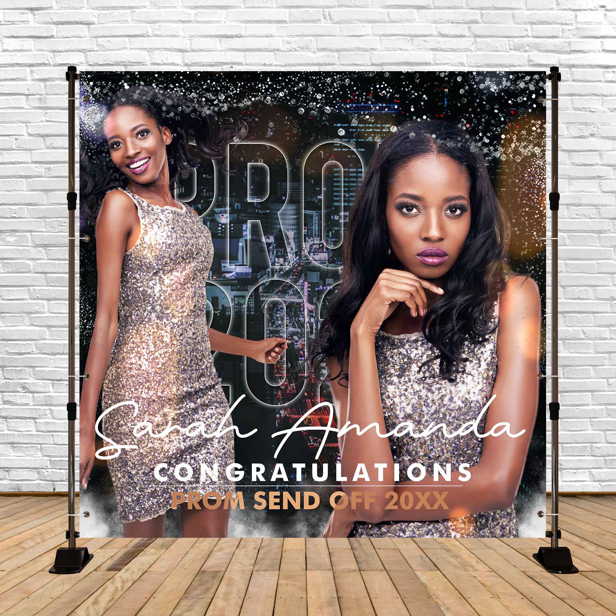 Prom Backdrops Urban Night Glitter Customized Party Graduation Backdrop BRP5-209