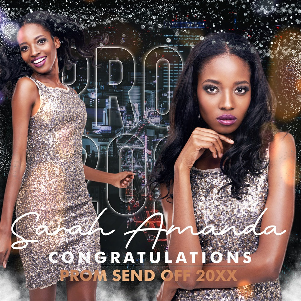 Prom Backdrops Urban Night Glitter Customized Party Graduation Backdrop BRP5-209
