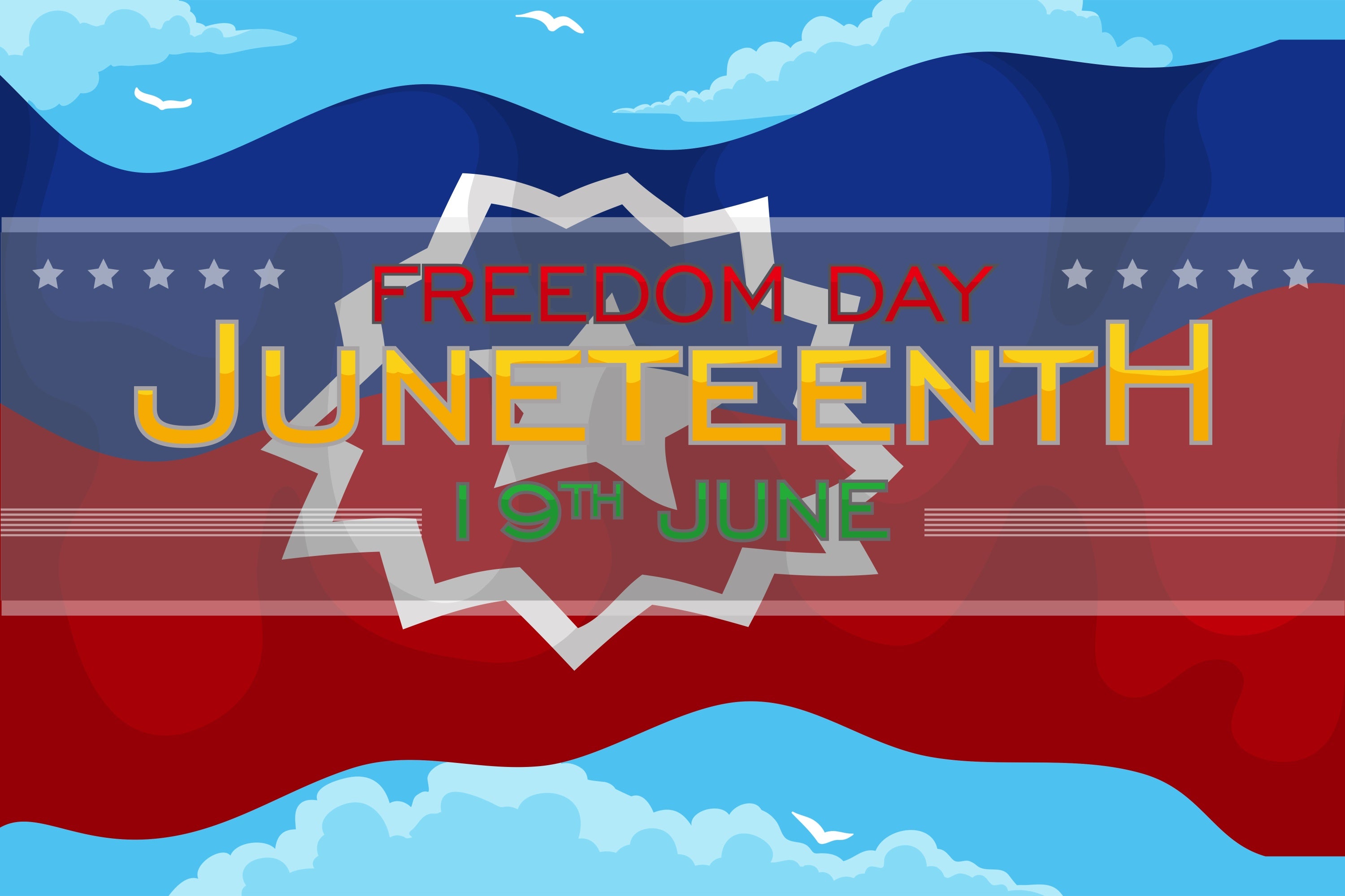Juneteenth Photo Backdrop Blue Sky Flag Tribute Backdrop BRP5-21