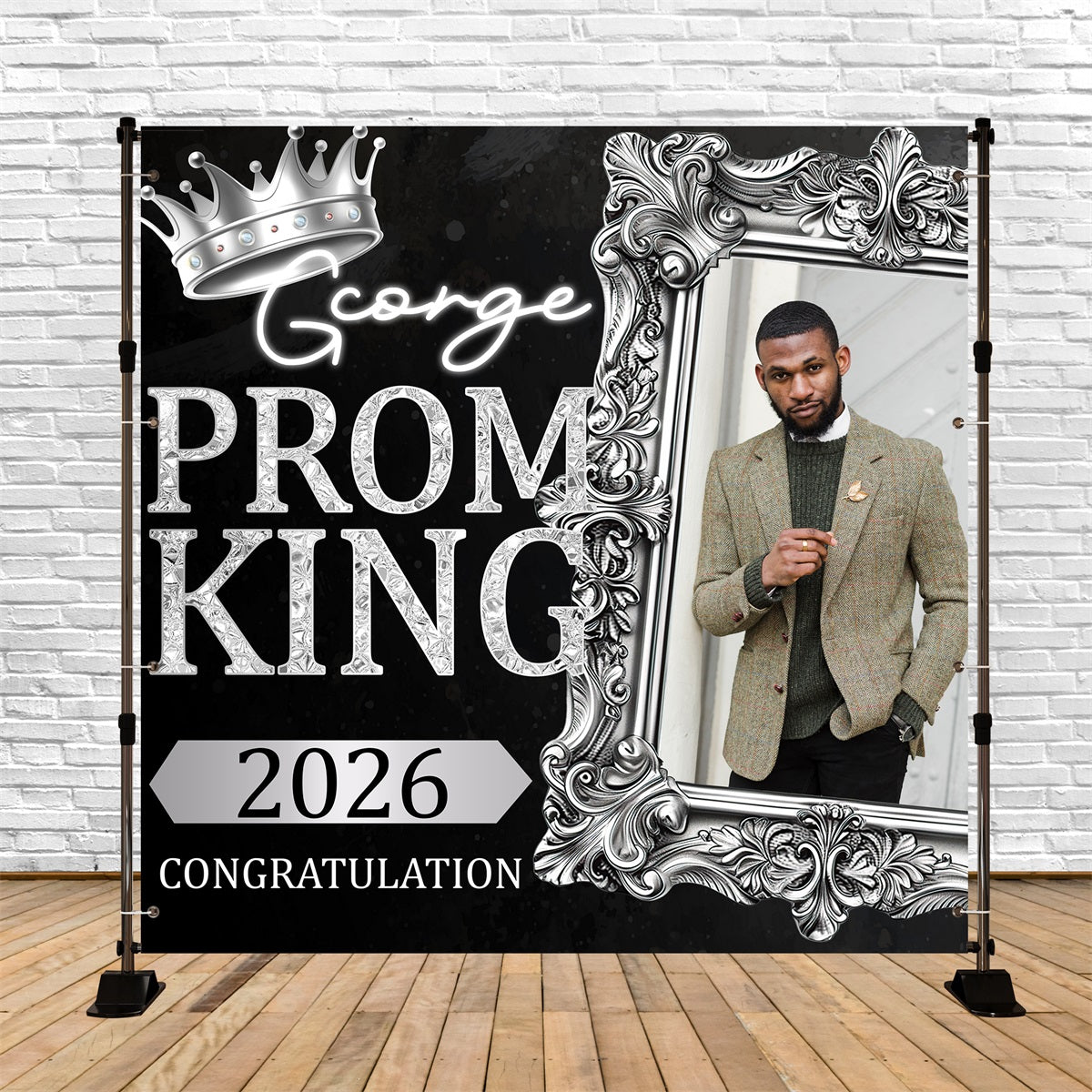 Prom 2026 Backdrop Frame Crown Custom Party Graduation Backdrop BRP5-212