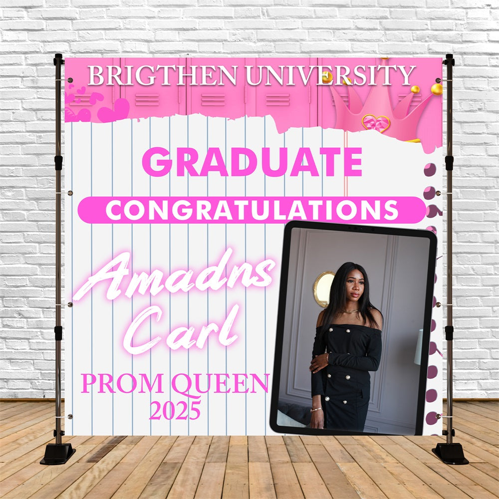 Graduation Photo Backdrop Pink Locker Personalized Party Graduation Backdrop BRP5-213