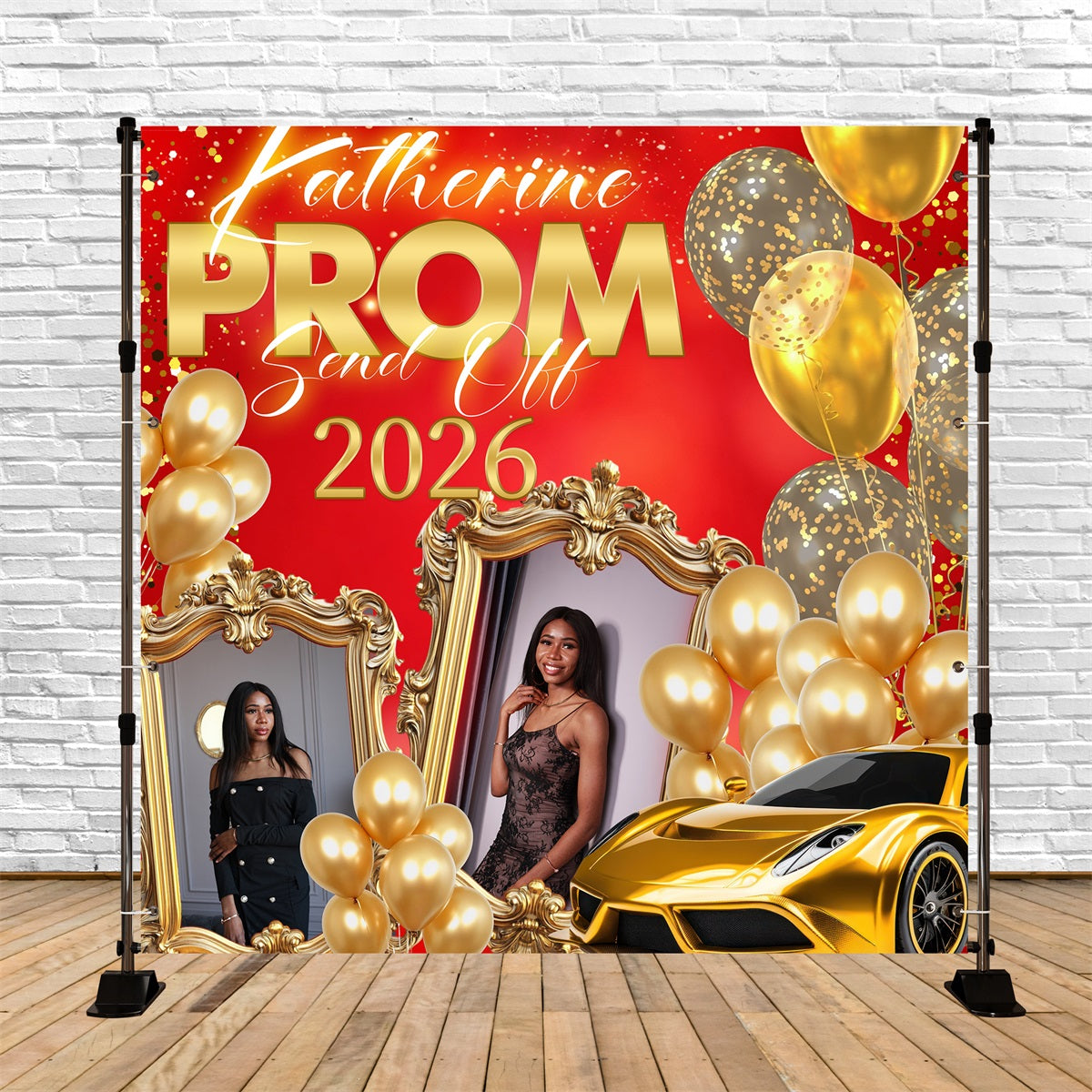 Prom Photo Backdrop Sparkling Gold Balloon Custom Party Graduation Backdrop BRP5-224