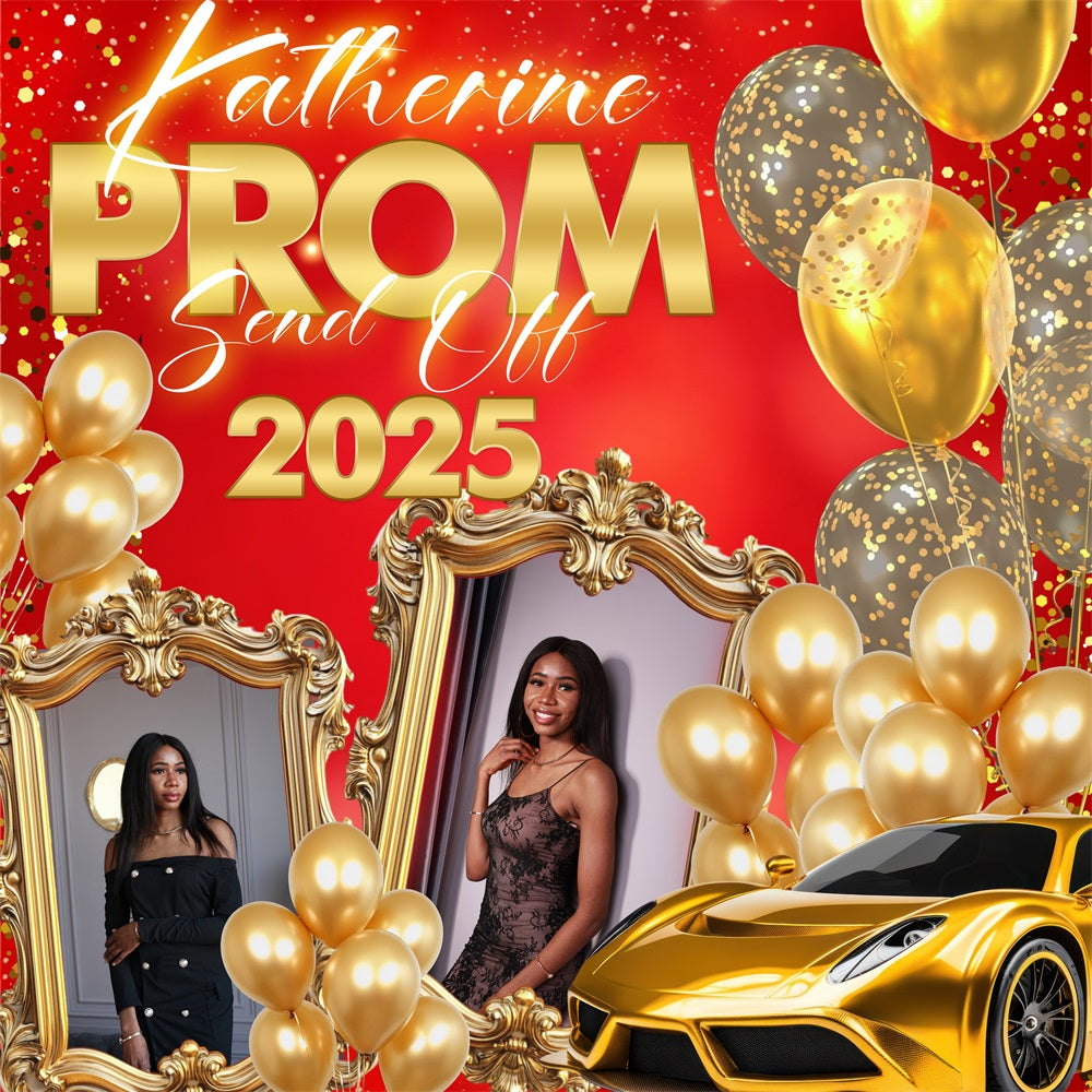 Prom Photo Backdrop Sparkling Gold Balloon Custom Party Graduation Backdrop BRP5-224