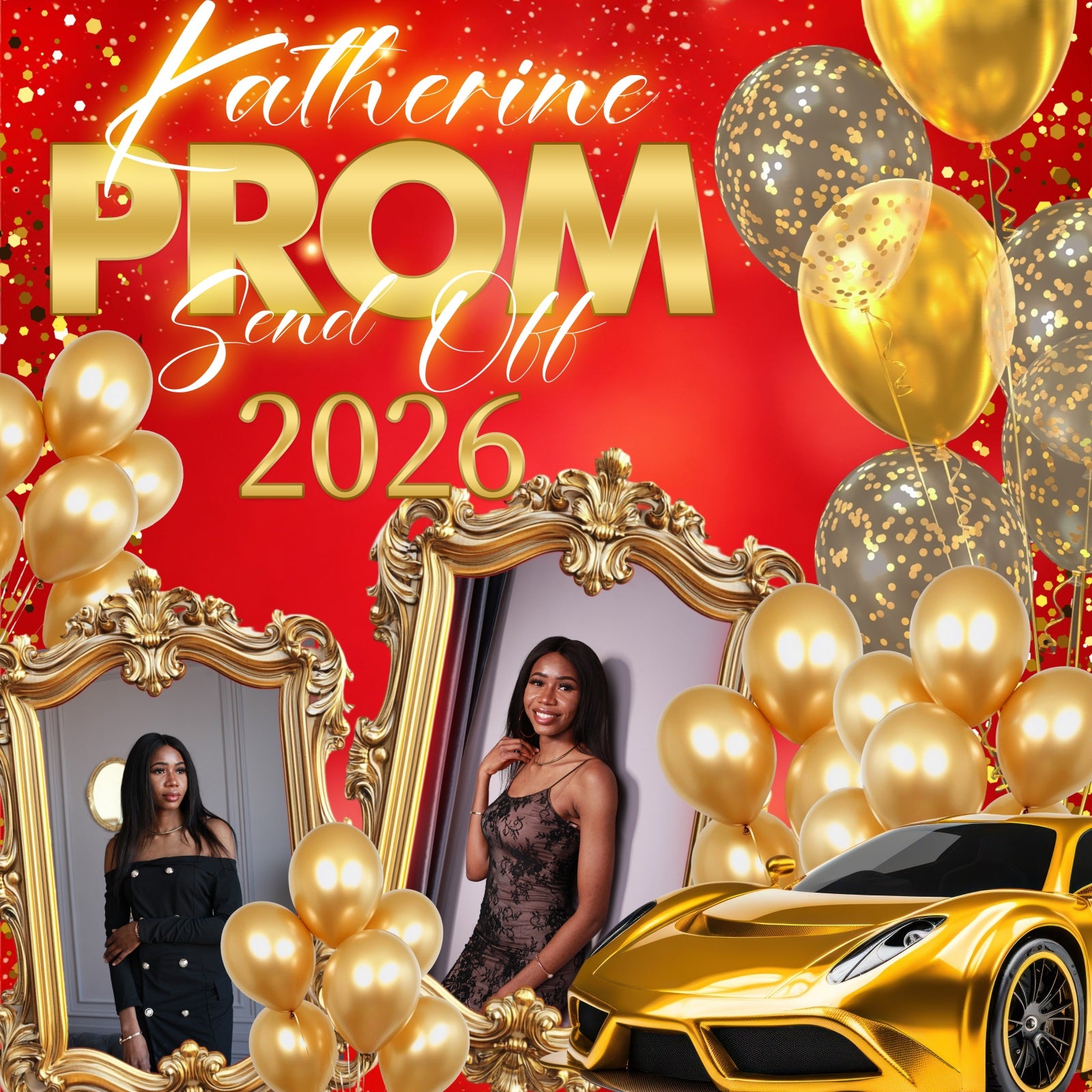 Prom Photo Backdrop Sparkling Gold Balloon Custom Party Graduation Backdrop BRP5-224