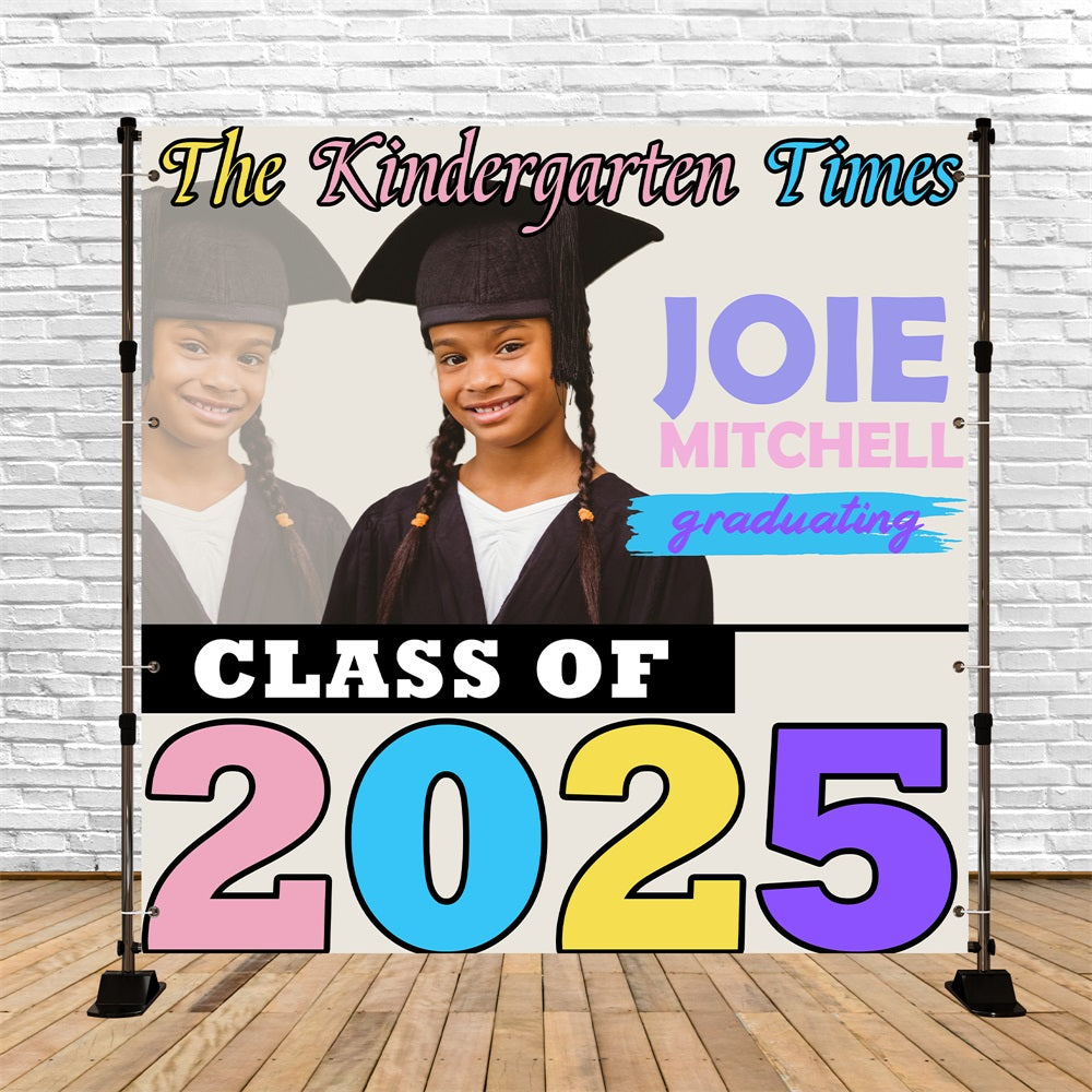 Graduation Backdrop Photoshoot Kindergarten Times Personalized Party Graduation Backdrop BRP5-229