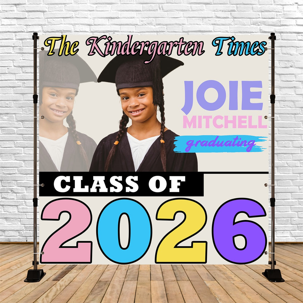 Graduation Backdrop Photoshoot Kindergarten Times Personalized Party G