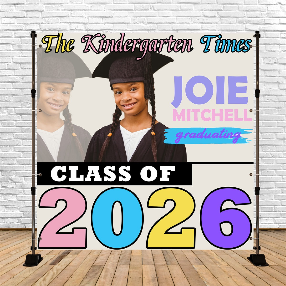 Graduation Backdrop Photoshoot Kindergarten Times Personalized Party Graduation Backdrop BRP5-229