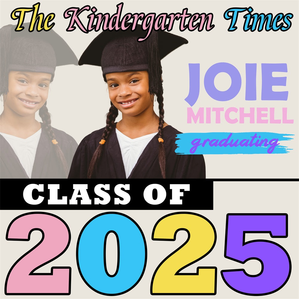 Graduation Backdrop Photoshoot Kindergarten Times Personalized Party Graduation Backdrop BRP5-229