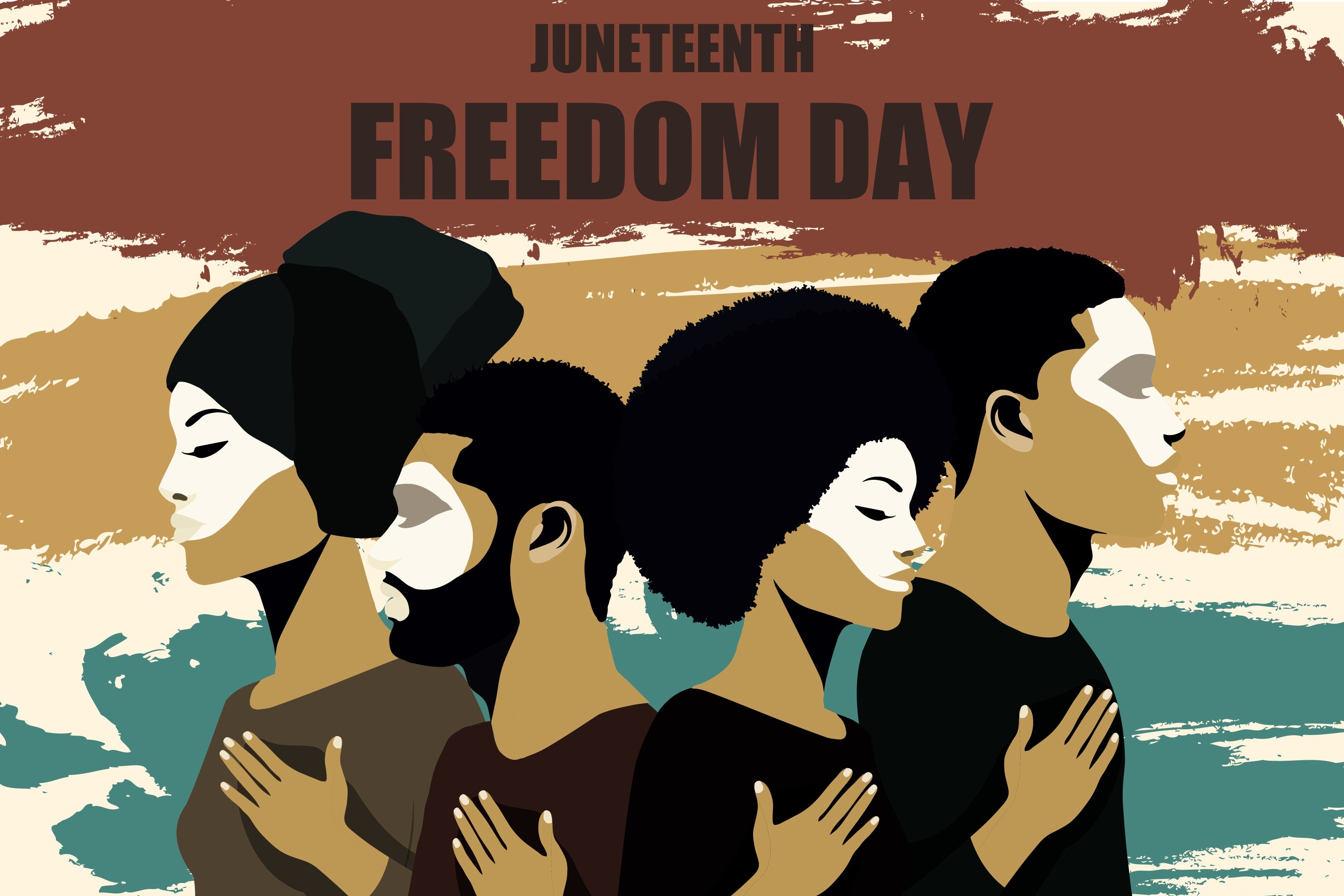 Juneteenth Backdrops Diverse Figures Silhouettes Backdrop BRP5-23