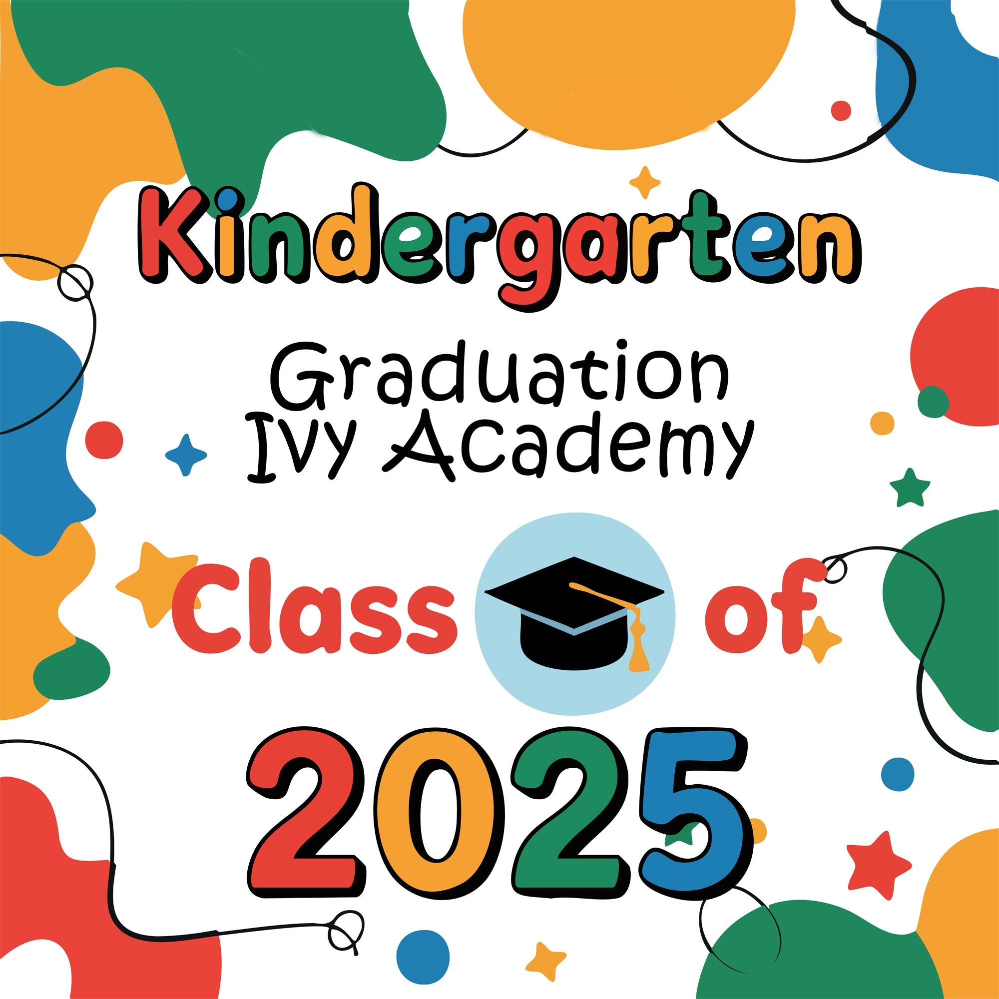 Preschool Graduation Backdrop Color Pop Personalized Party Graduation Backdrop BRP5-233