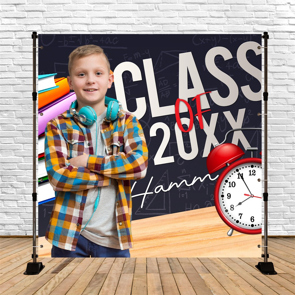 Graduation Photo Backdrop Ideas Chalkboard Book Stack Customized Party Graduation Backdrop BRP5-234