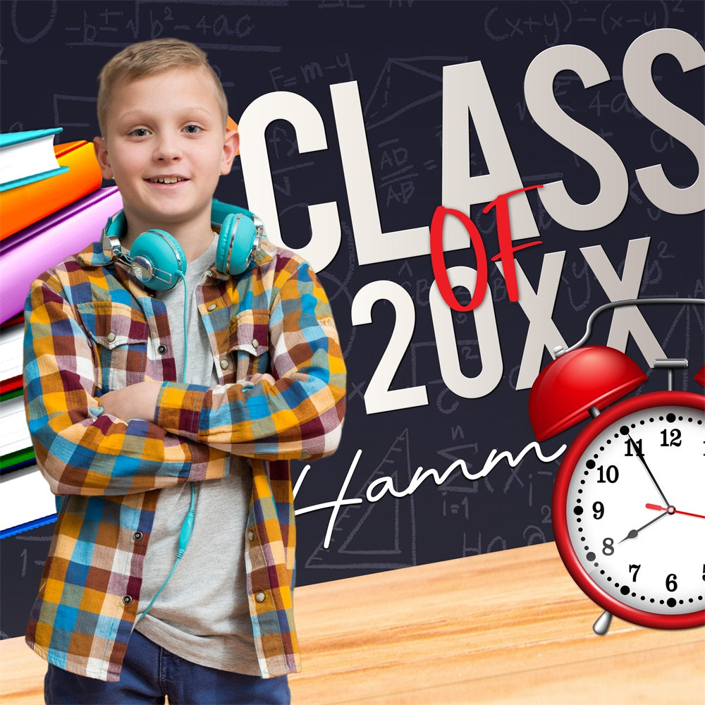 Graduation Photo Backdrop Ideas Chalkboard Book Stack Customized Party Graduation Backdrop BRP5-234
