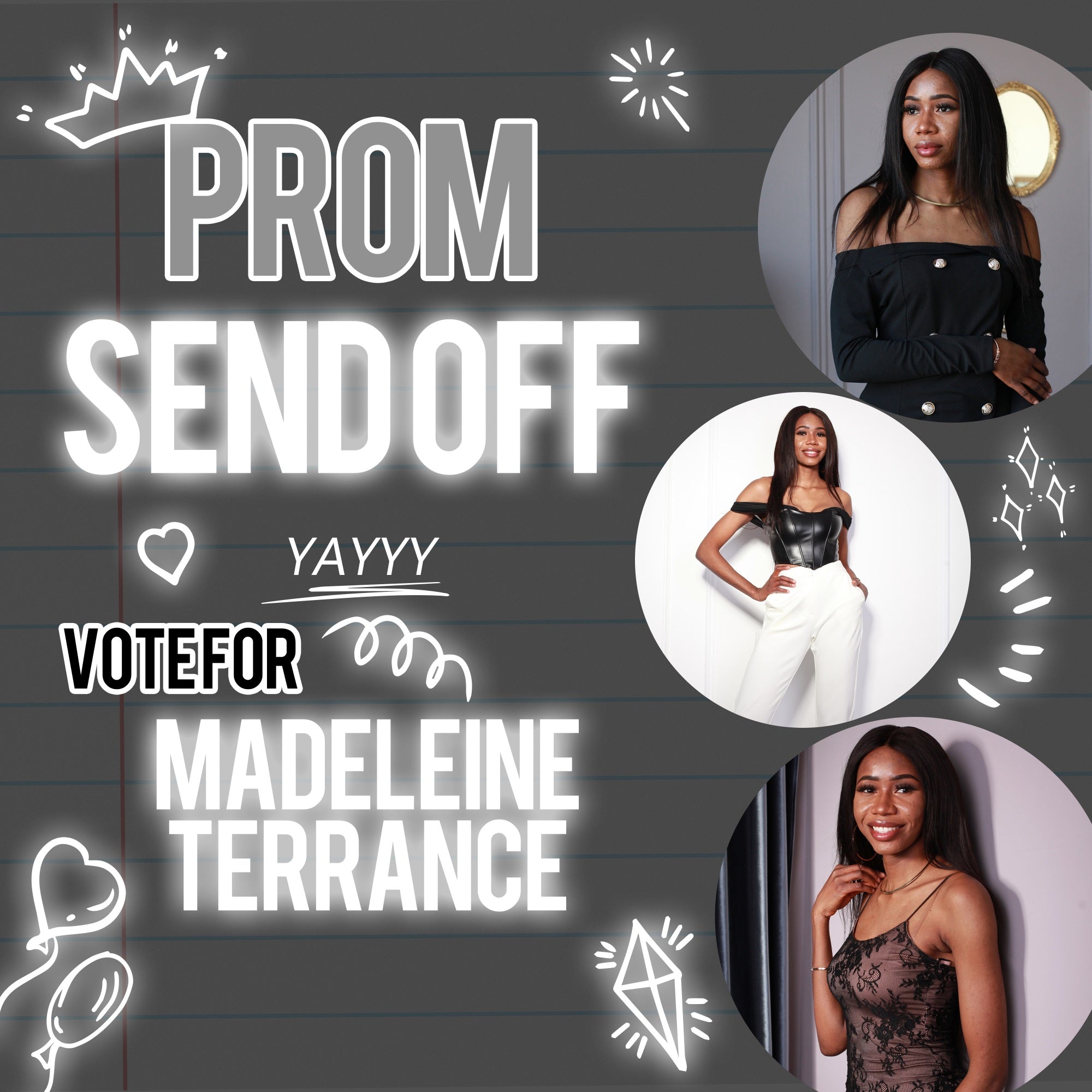 Prom Backdrop Notebook Glam Personalised Party Graduation Backdrop BRP5-235