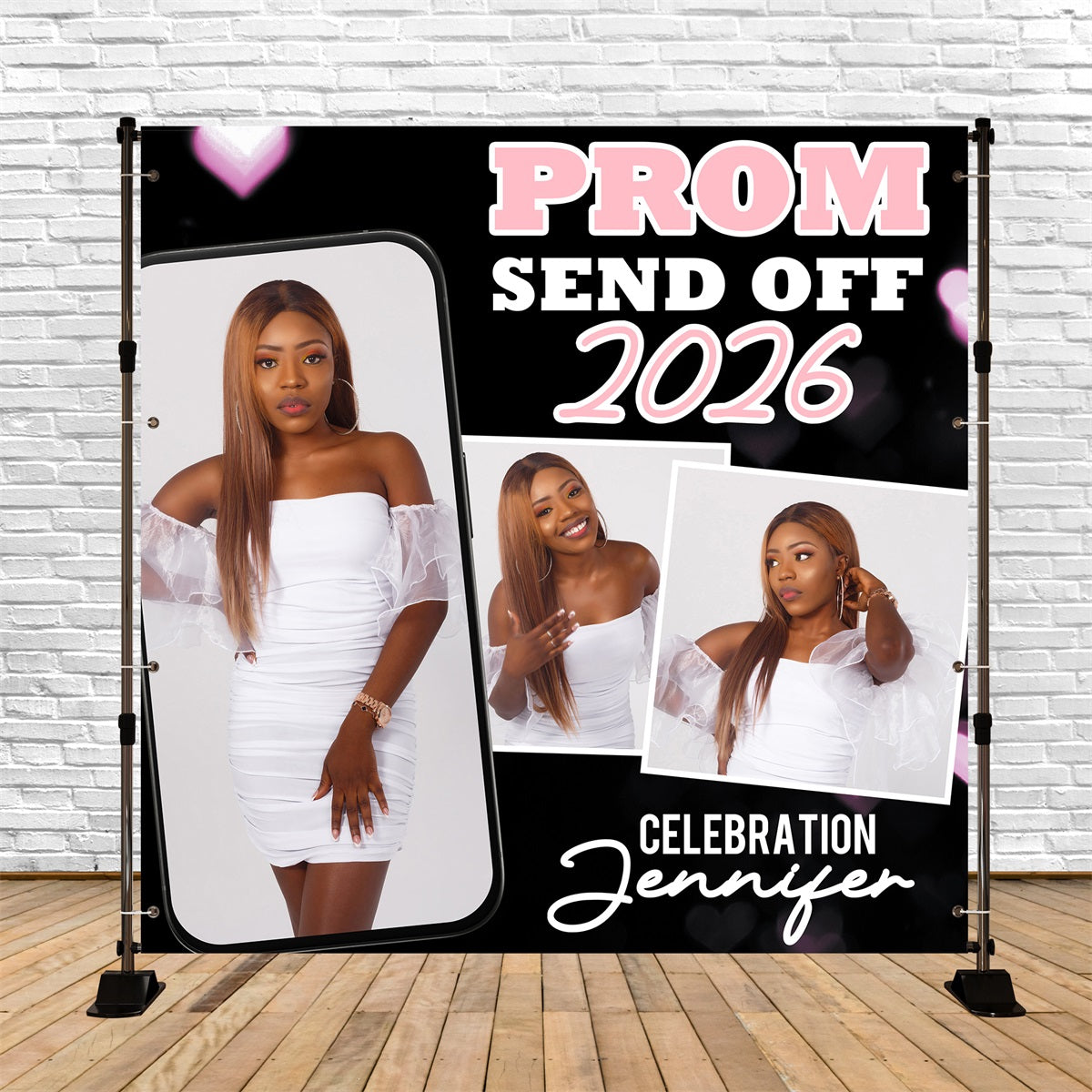 Prom 2026 Backdrop Modern Chic Personalized Party Graduation Backdrop