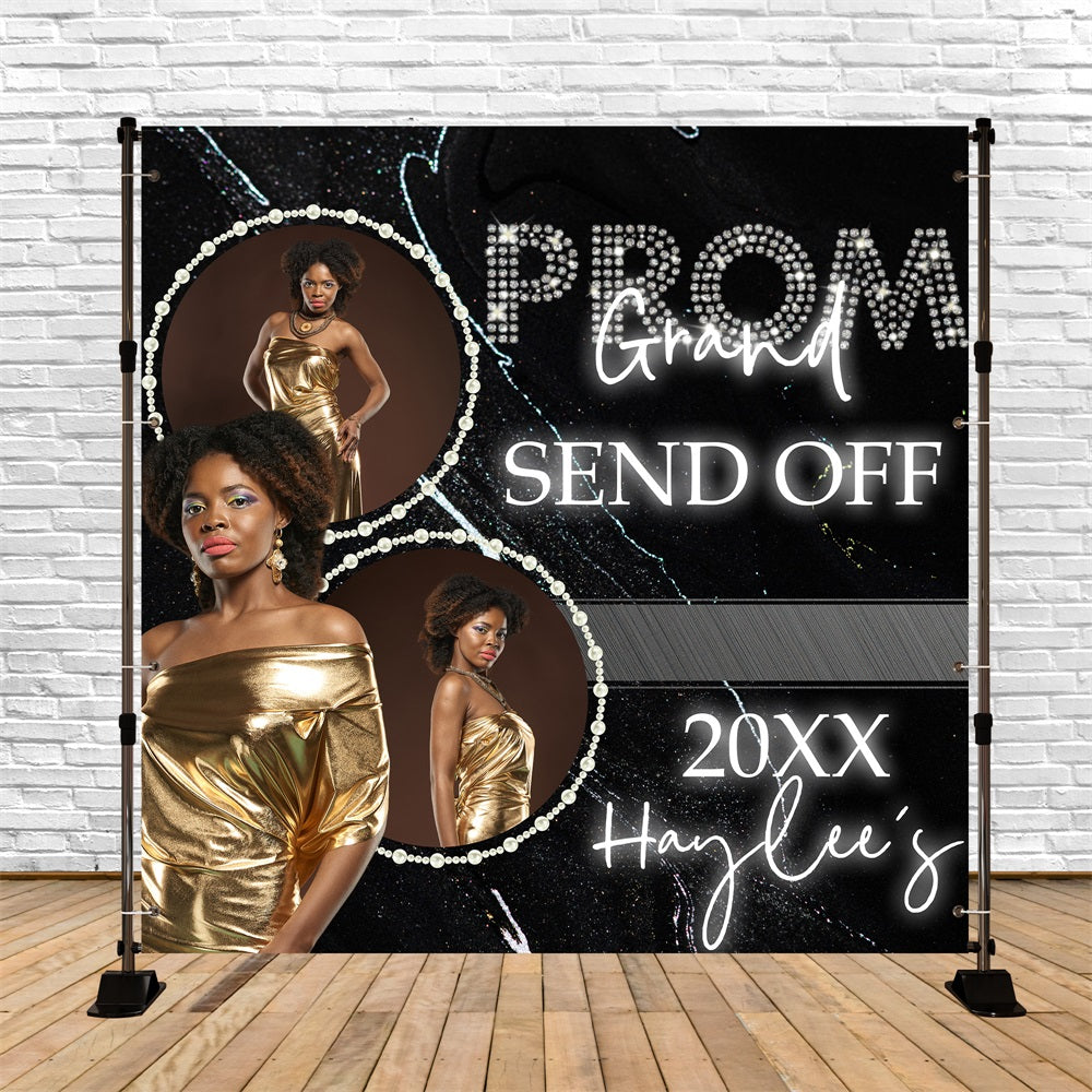Prom Night Backdrop Sparkling Pearl Frame Personalized Party Graduation Backdrop BRP5-241