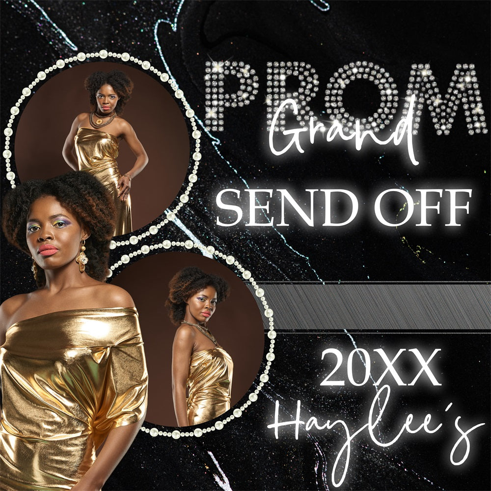 Prom Night Backdrop Sparkling Pearl Frame Personalized Party Graduation Backdrop BRP5-241