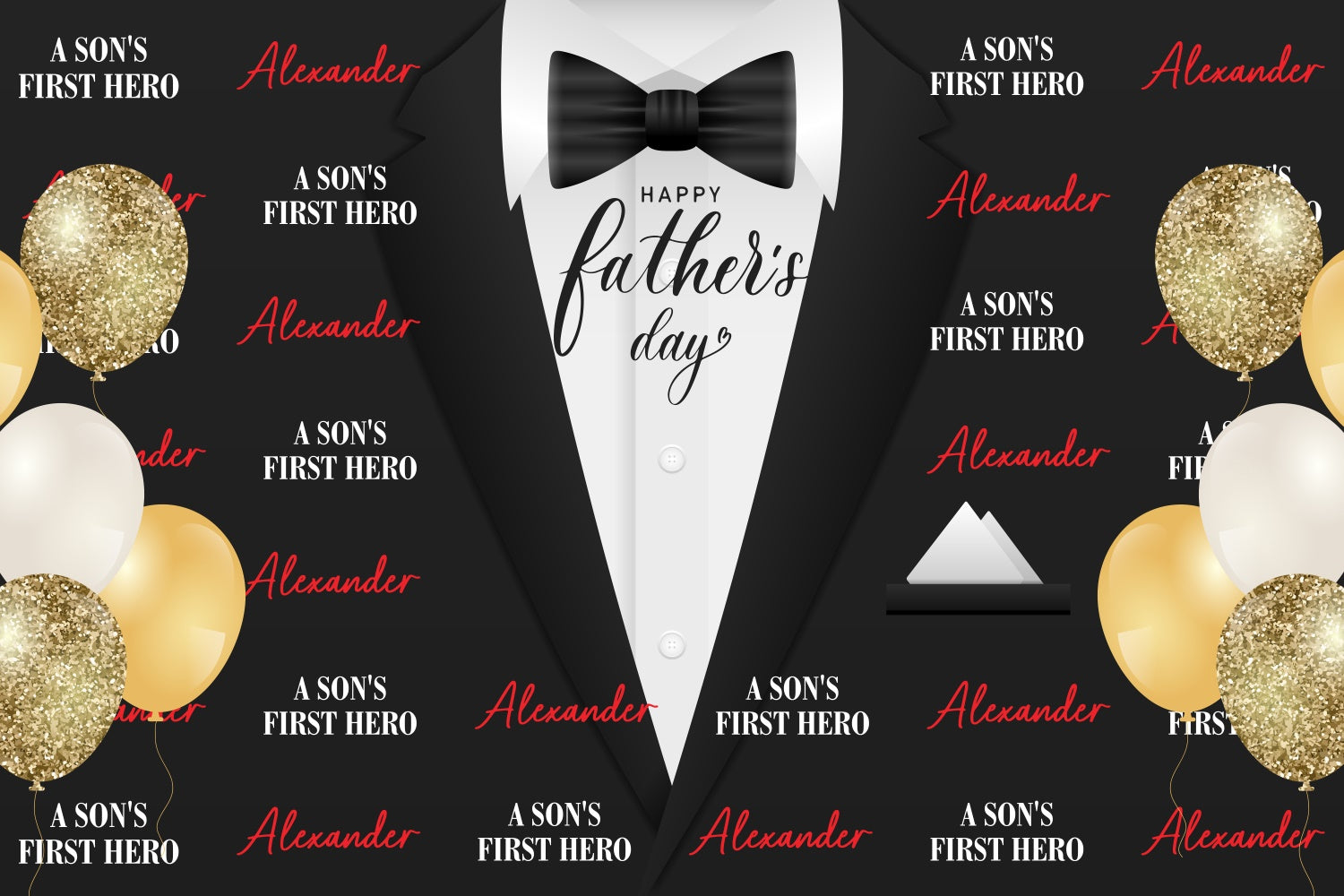 Fathers Day Backdrop Ideas Golden Balloons Suit Backdrop BRP5-28