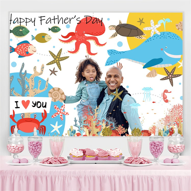 Fathers Day Backdrop Marine Life Watercolor Custom Backdrop BRP5-29