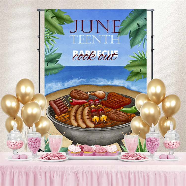 Juneteenth Backdrop Ideas Seaside Barbecue Party Backdrop BRP5-3