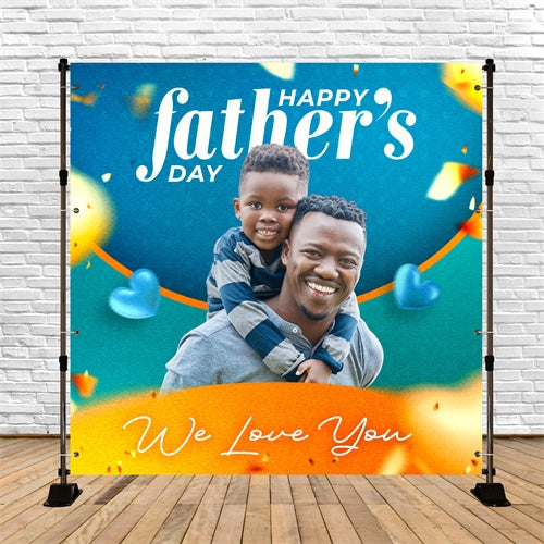 Backdrop Father's Day Vibrant Blue Orange Customized Backdrop BRP5-46