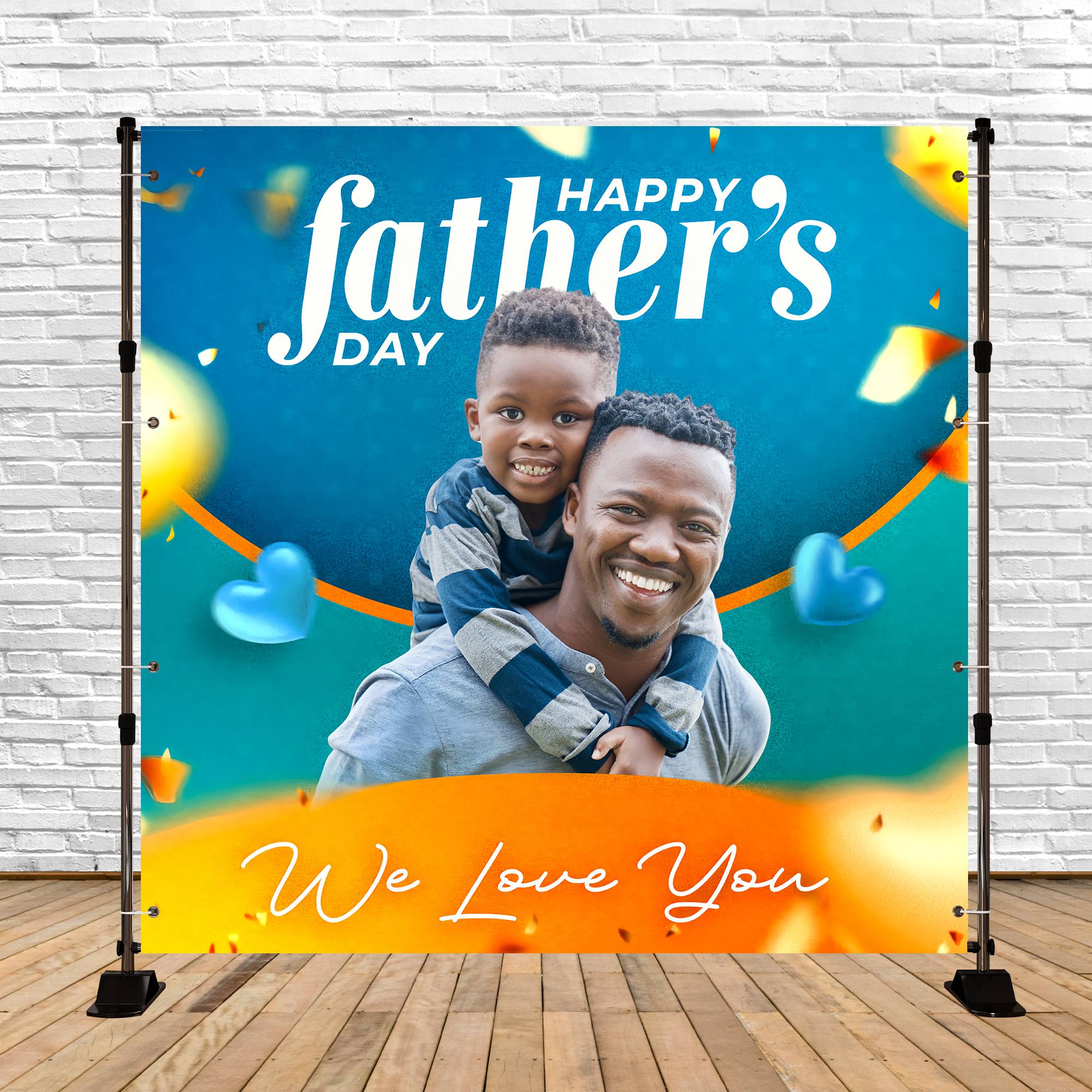 Backdrop Father's Day Vibrant Blue Orange Customized Backdrop BRP5-46
