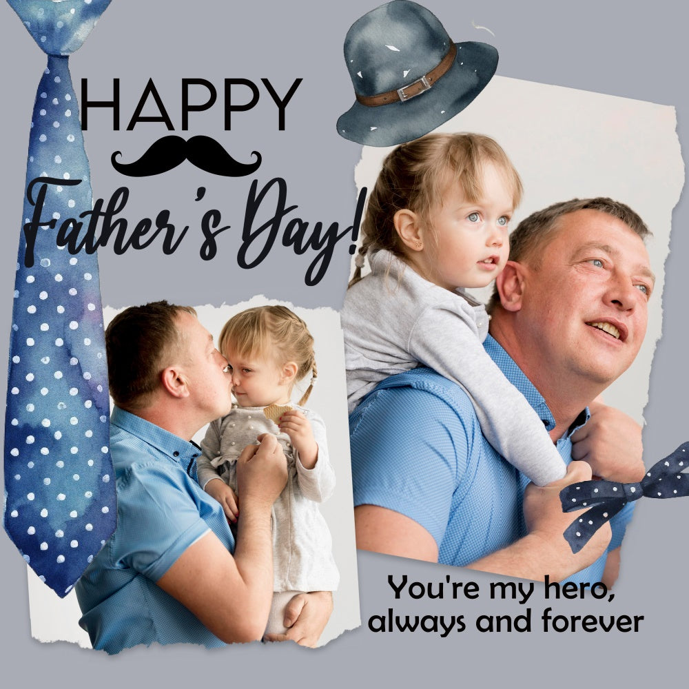 Fathers Day Backdrop Ideas Watercolor Hat Tie Custom Backdrop BRP5-49
