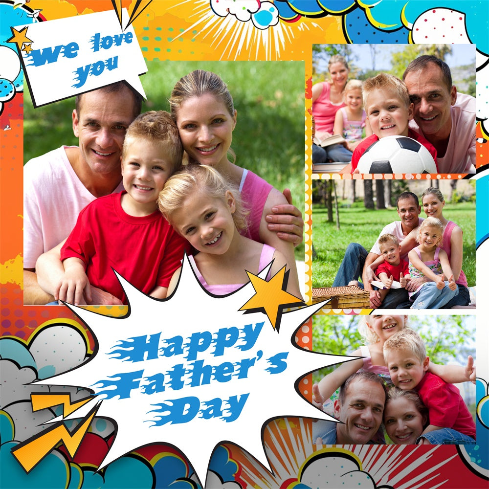 Father's Day Photo Backdrop Comic Style Personalized Backdrop BRP5-52