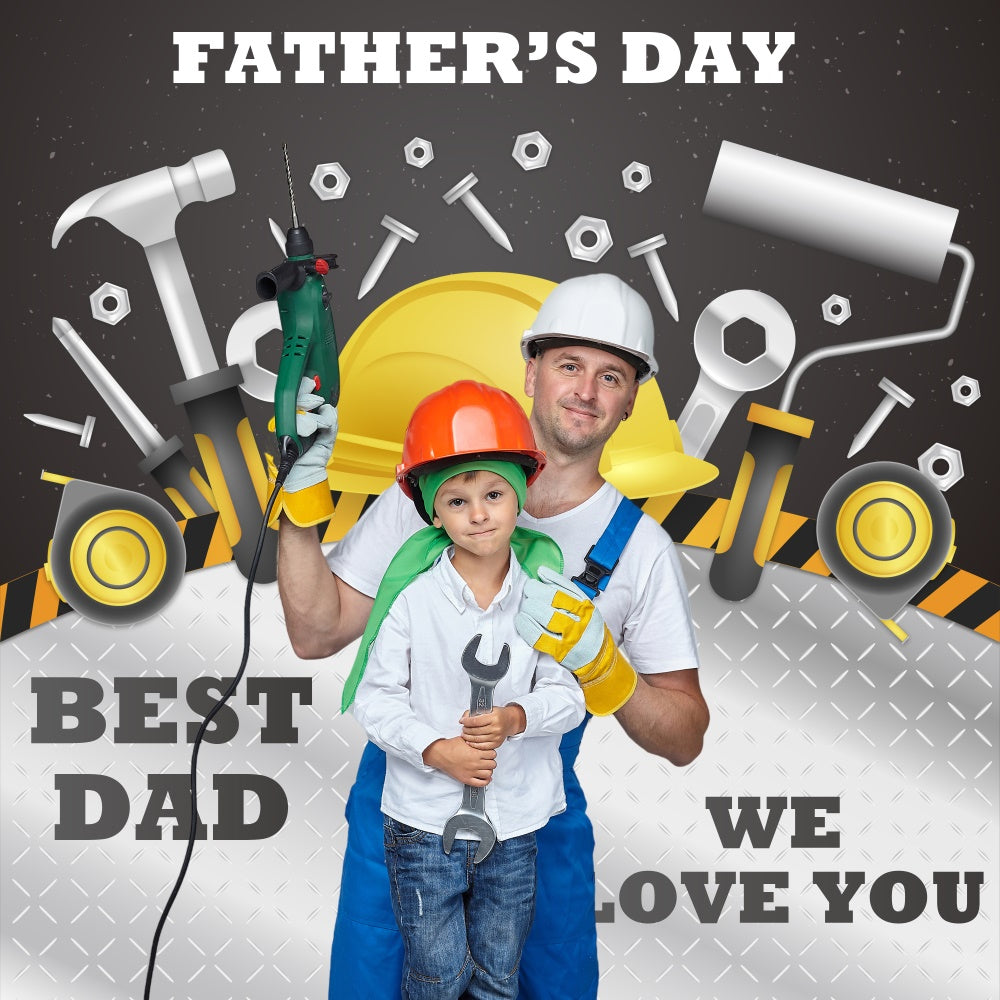 Fathers Day Backdrop Toolbox Helmet Celebration Custom Backdrop BRP5-55